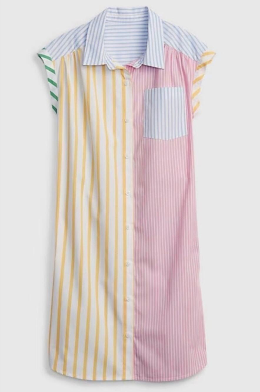 GAP Kids | 100% Cotton Multi-Color Mix-Stripe Shirt Dress | Size Medium